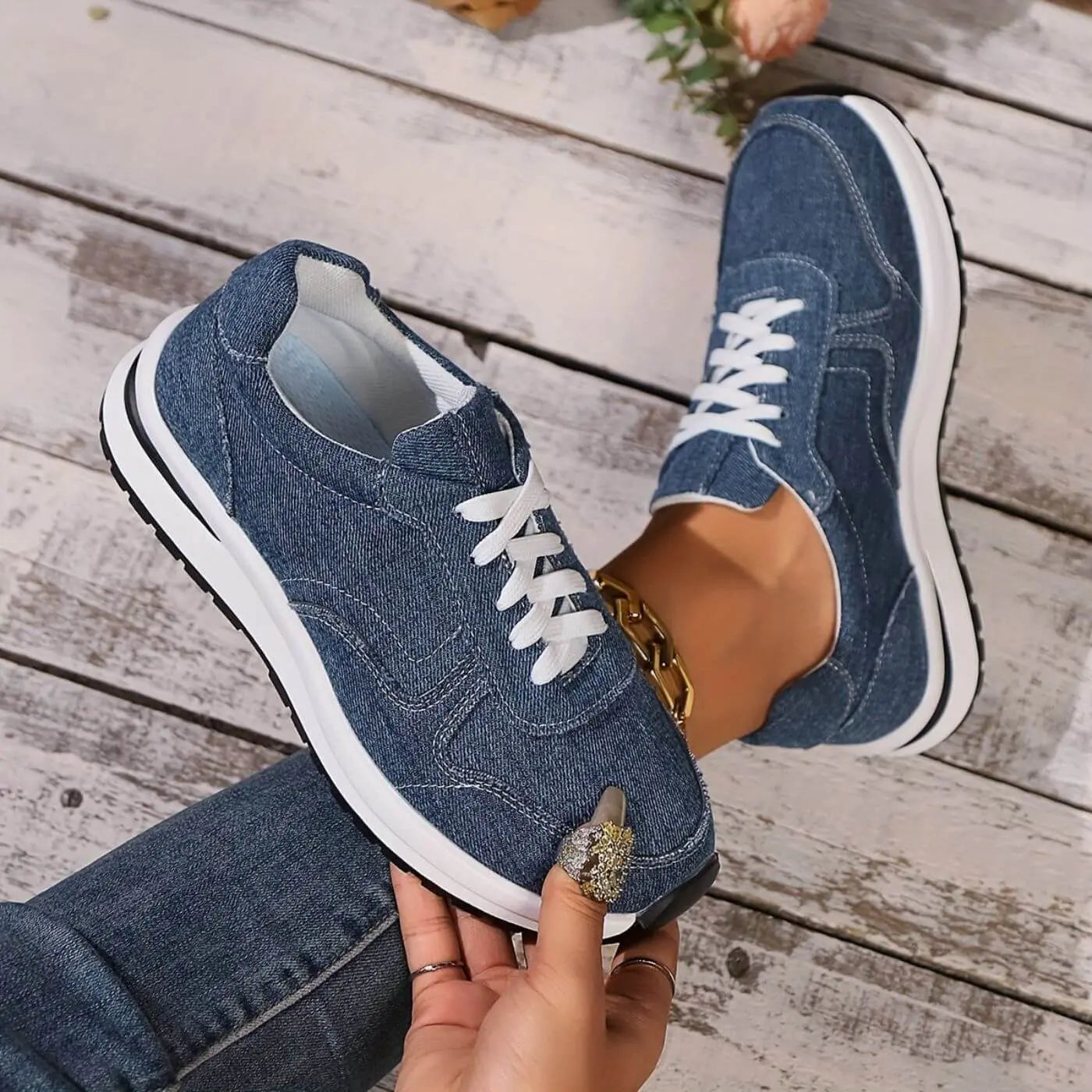 Herren Sneaker | Denim-Look | Atmungsaktives Obermaterial & Rutschfeste Sohle