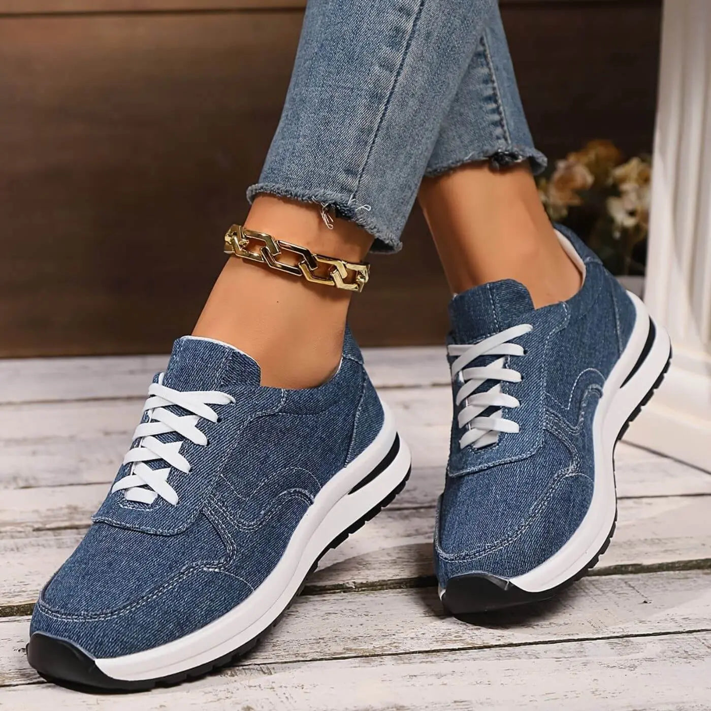 Herren Sneaker | Denim-Look | Atmungsaktives Obermaterial & Rutschfeste Sohle