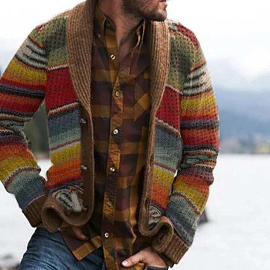 Herren Strickjacke mit Streifenmuster – Bequemer Cardigan für Alltag und Freizeit