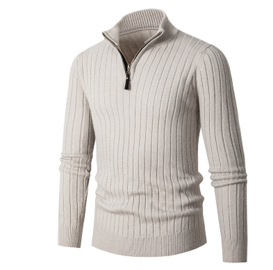Herren Strickpullover mit halbem Reißverschluss – Bequem, warm und vielseitig