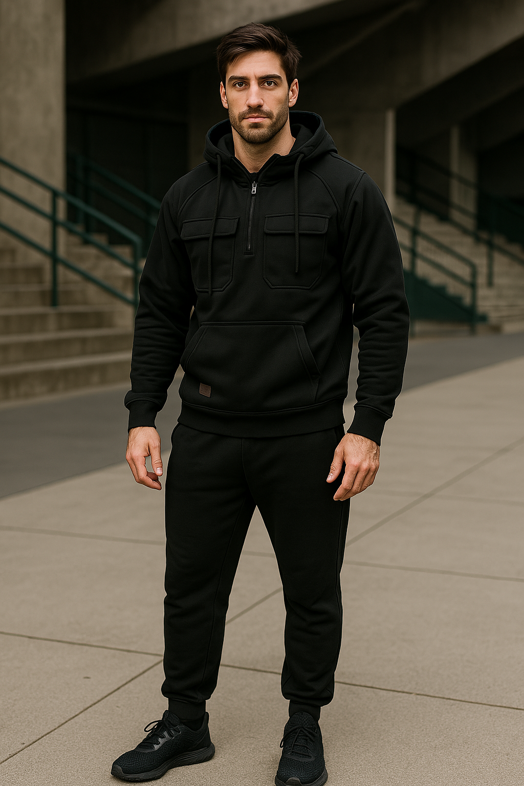 Herren Tactical Hoodie | Robustes Funktionsmaterial | Halber Reißverschluss & Outdoor-Design