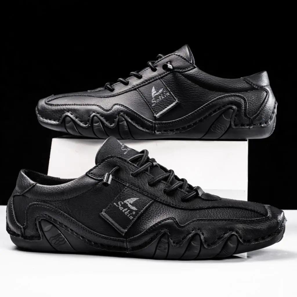 Herrenschuhe | Handgefertigt, Strukturierte Oberfläche, Wellenprofil-Sohle