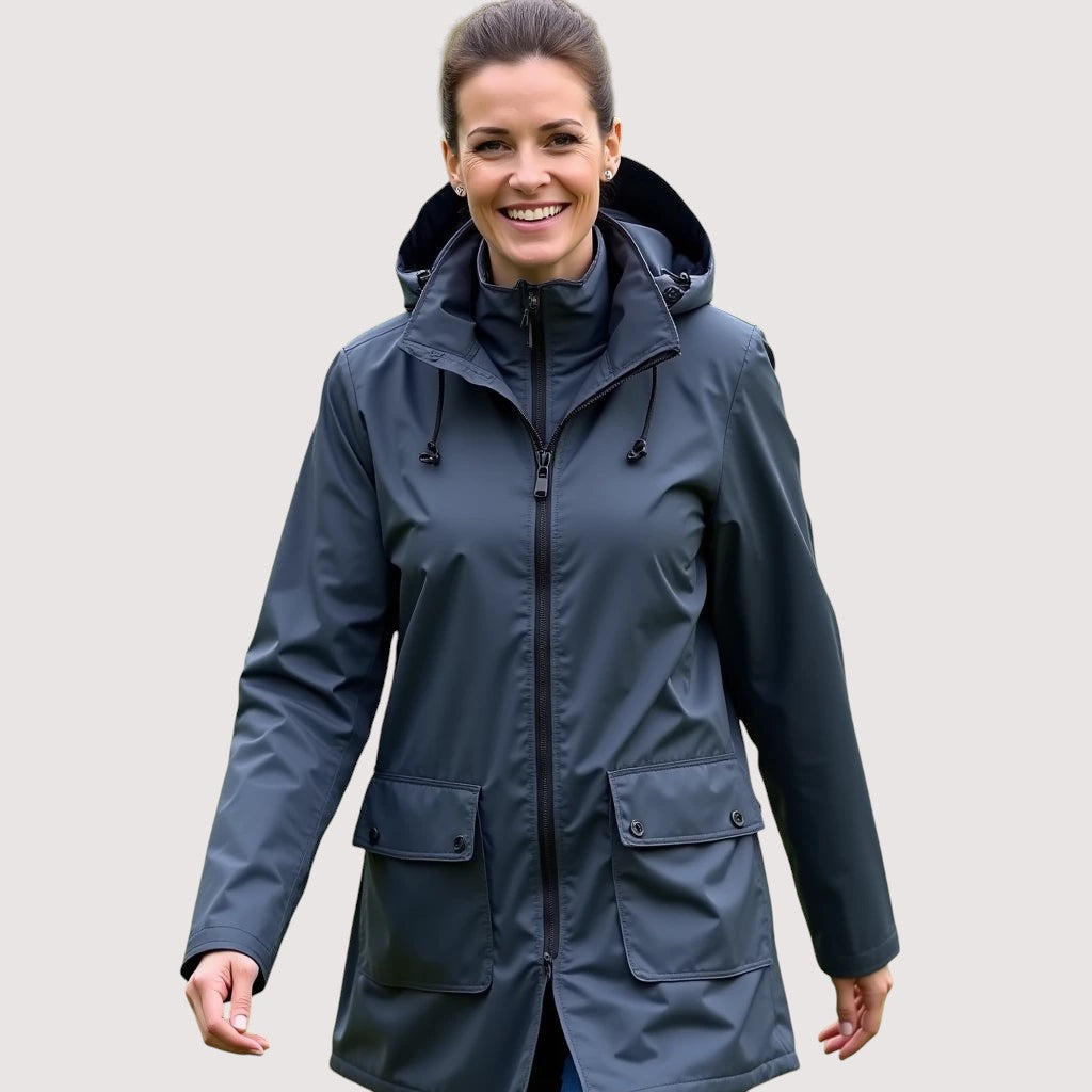 Wasserdichte Damen-Regenjacke (Midilänge)