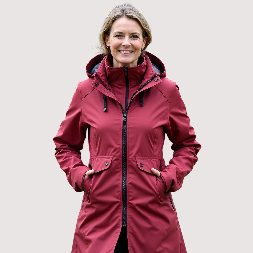 Wasserdichte Damen-Regenjacke (Midilänge)