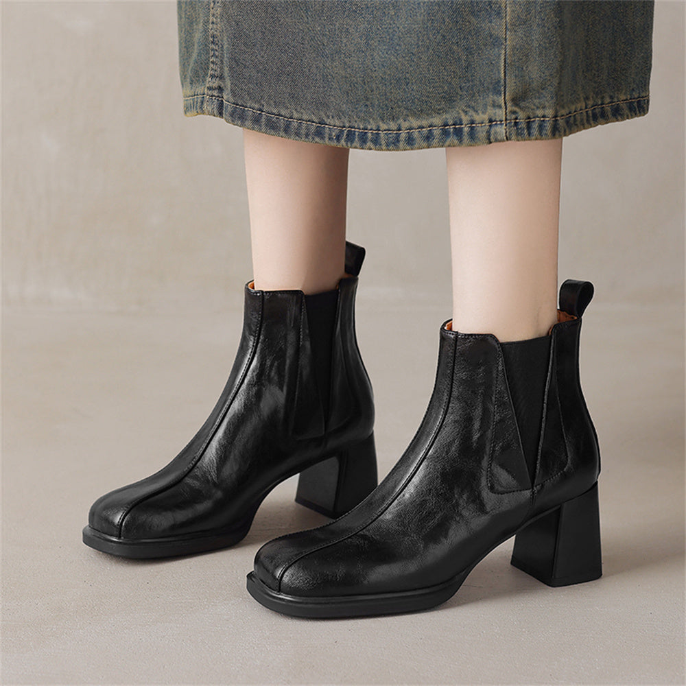 Ankle Boots mit elegantem Blockabsatz und seitlichem Reißverschluss