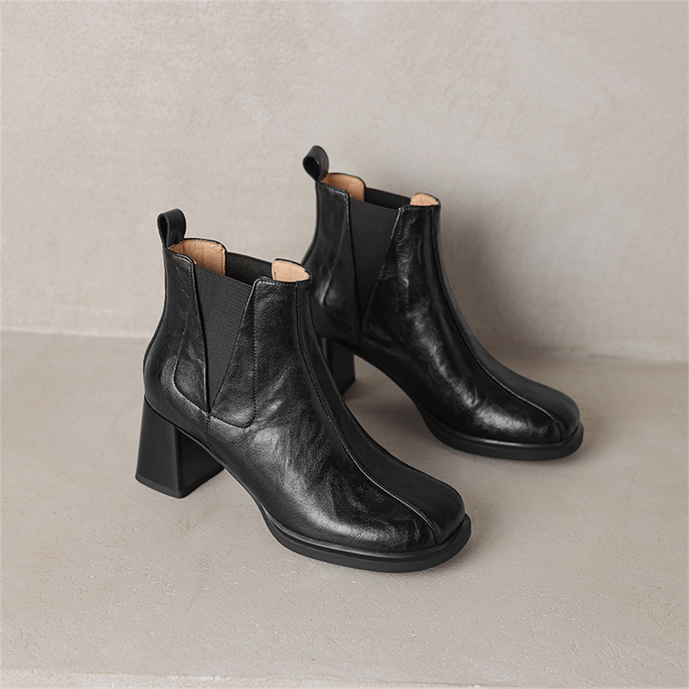 Ankle Boots mit elegantem Blockabsatz und seitlichem Reißverschluss