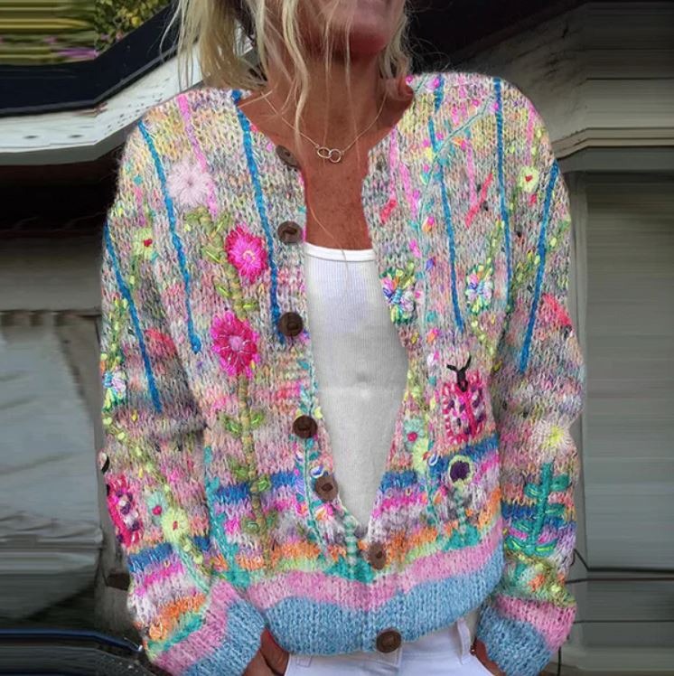 Bedruckte Strickjacke | Übergang