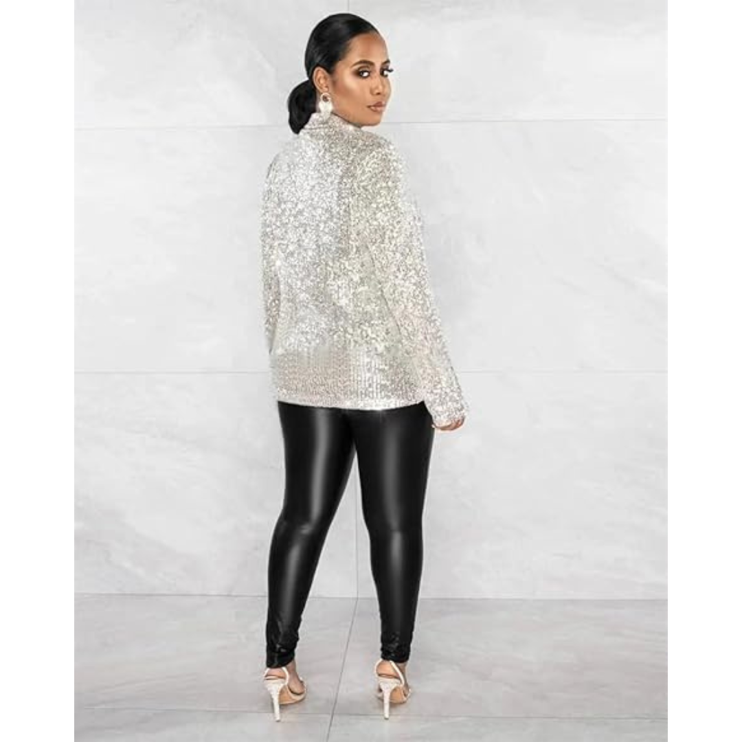 Damen Blazer mit Pailletten und Rüschen | Langarm