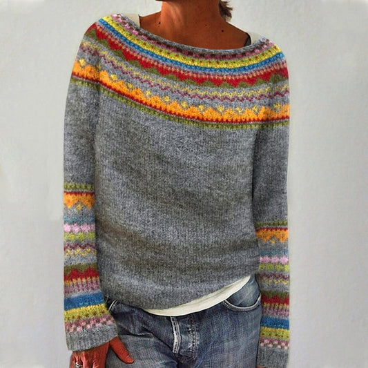 Damen Pullover mit Rundhalsausschnitt und langen Ärmeln