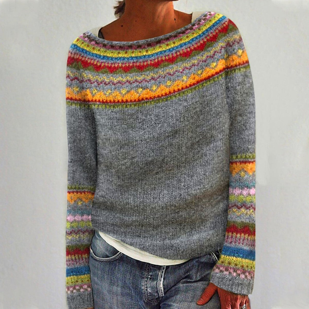 Damen Pullover mit Rundhalsausschnitt und langen Ärmeln