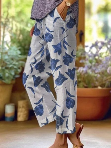 Damen Sommerhose mit Blumenmuster