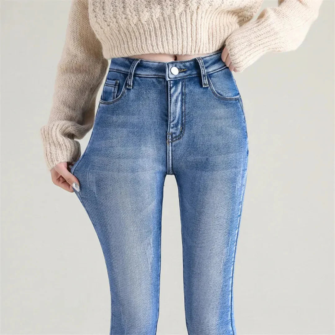 Damen Stretch-Jeans mit hoher Taille