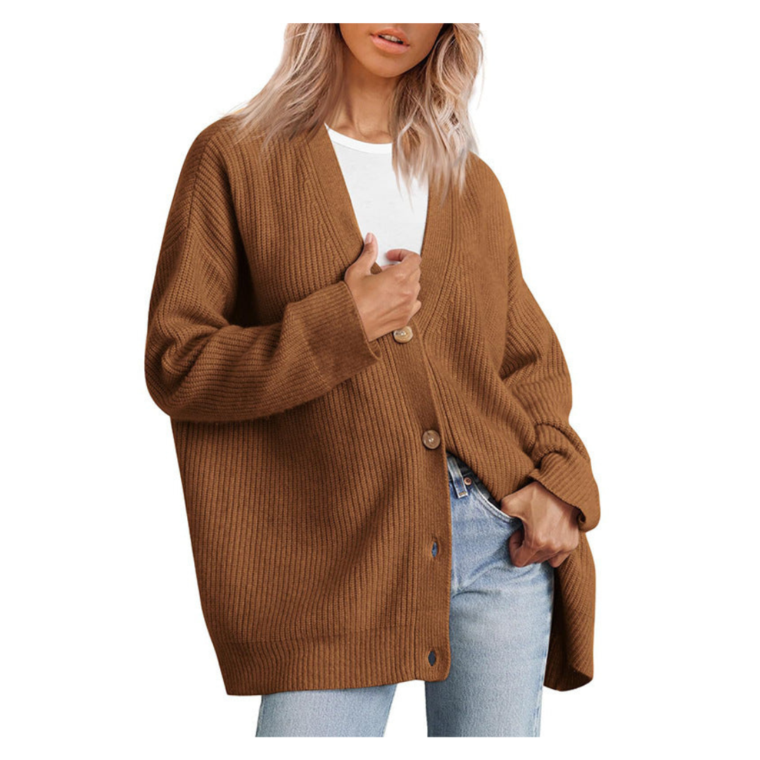 Damen Strickjacke | Langarm & Mit Knopfverschluss