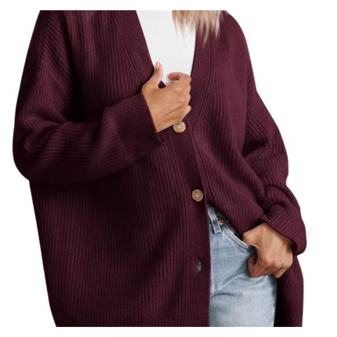 Damen Strickjacke | Langarm & Mit Knopfverschluss