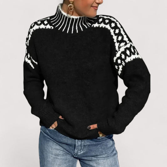 Damen Strickpullover mit hohem Kragen – Warm, weich und stilvoll für kalte Tage