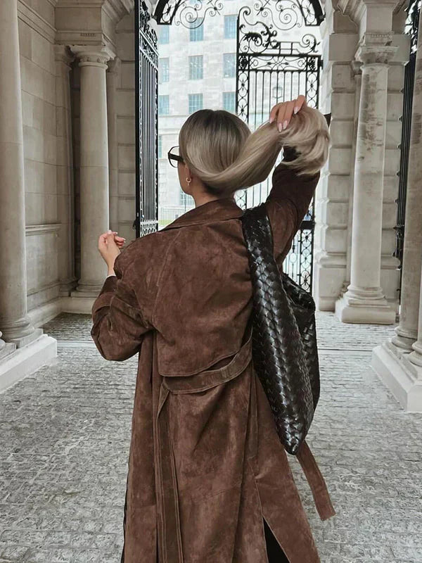 Damen Trenchcoat | Lammlederoptik