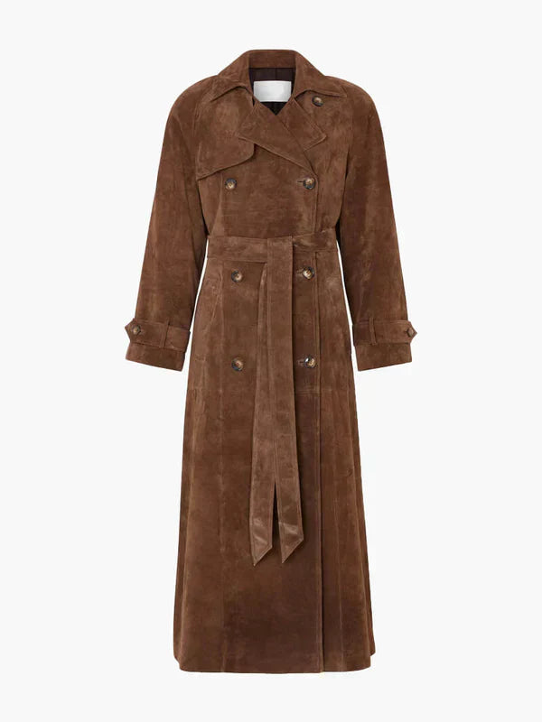 Damen Trenchcoat | Lammlederoptik
