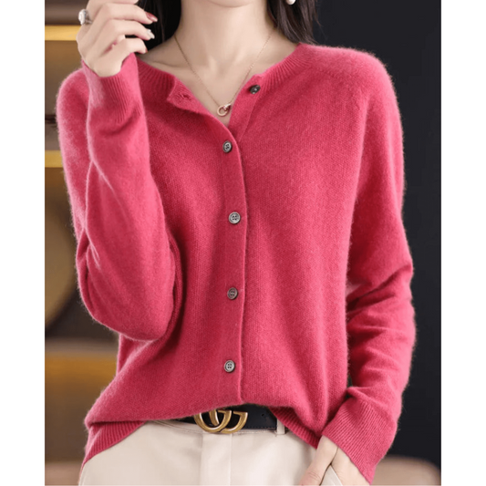 Damen Warme Knopf Daunen Strickjacke Langarm