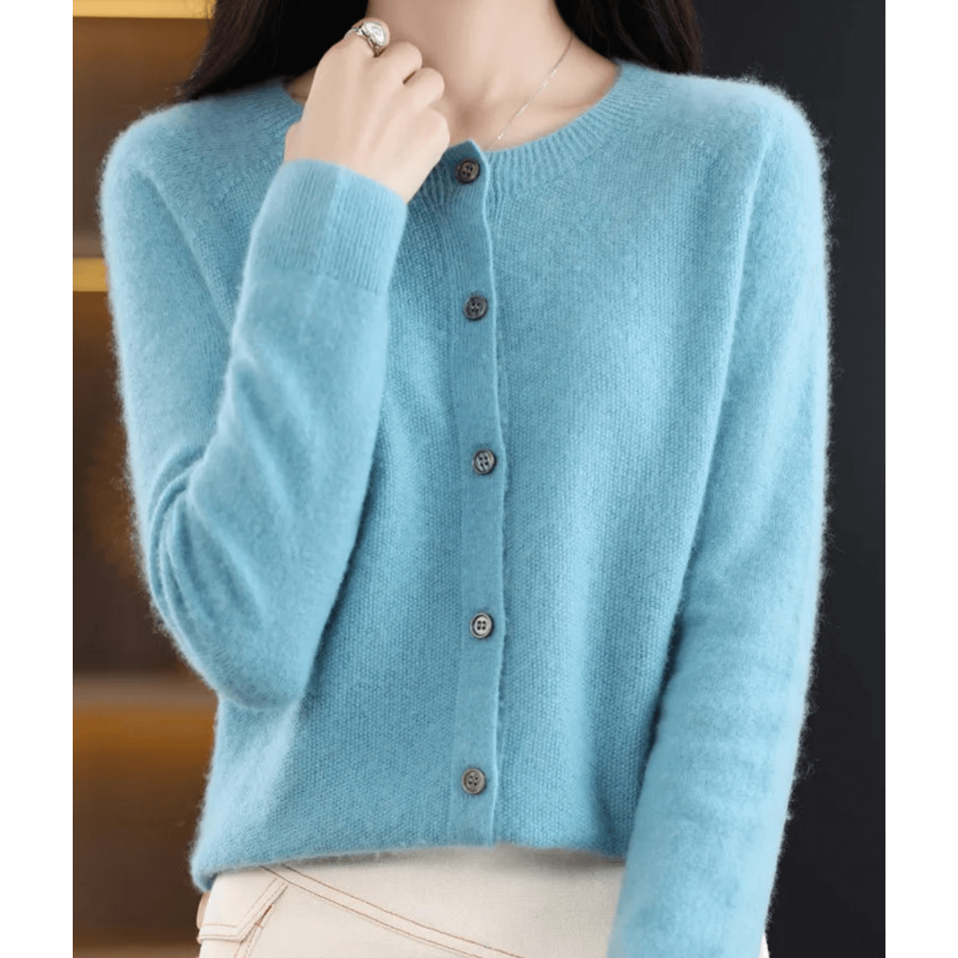 Damen Warme Knopf Daunen Strickjacke Langarm