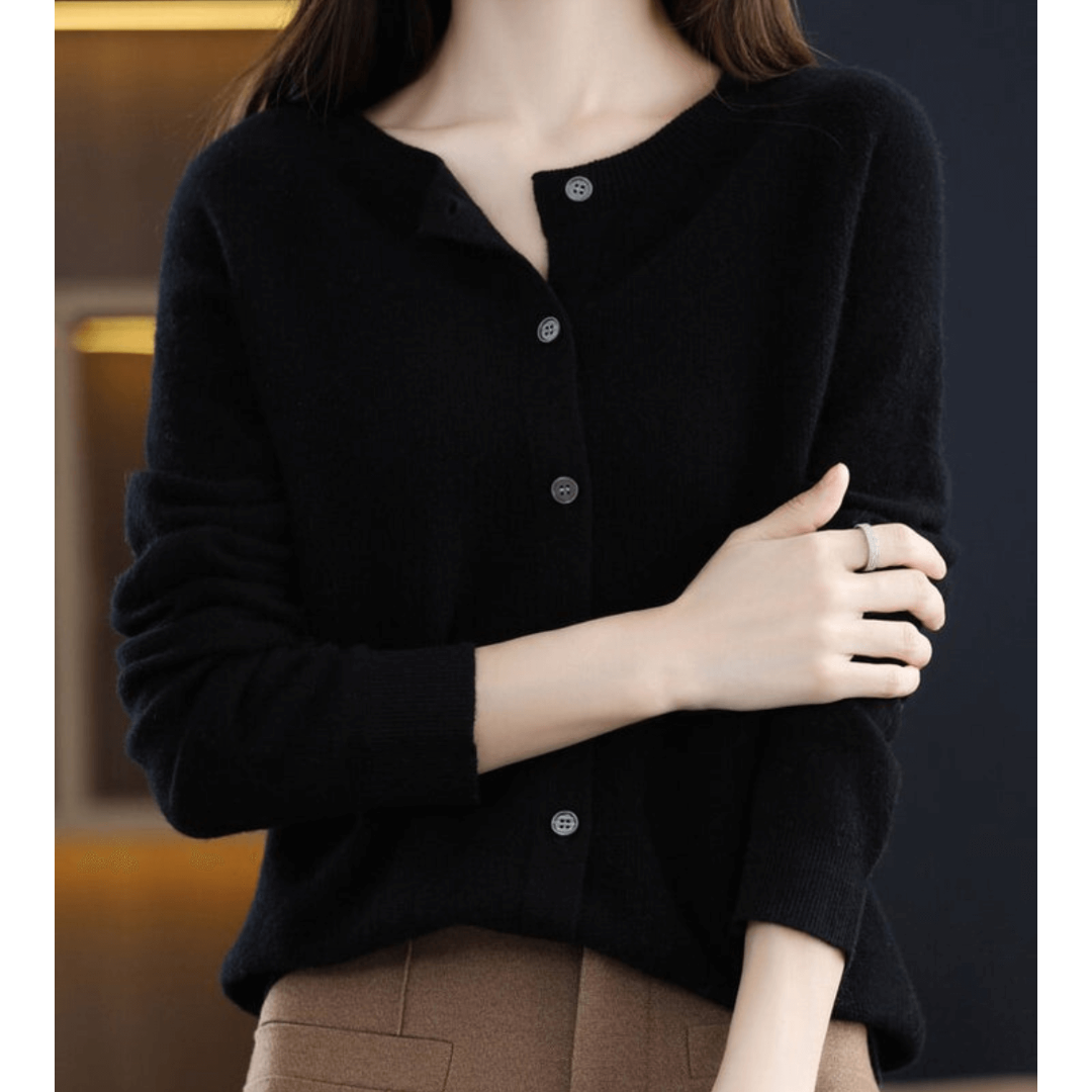 Damen Warme Knopf Daunen Strickjacke Langarm