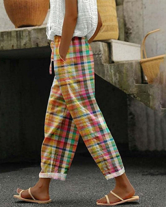 Damenhose im Vintage-Stil mit Karomuster