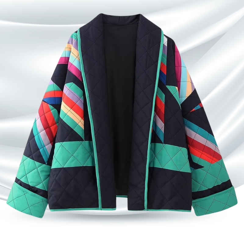 Damenjacke mit V-Ausschnitt und Vintage-Muster
