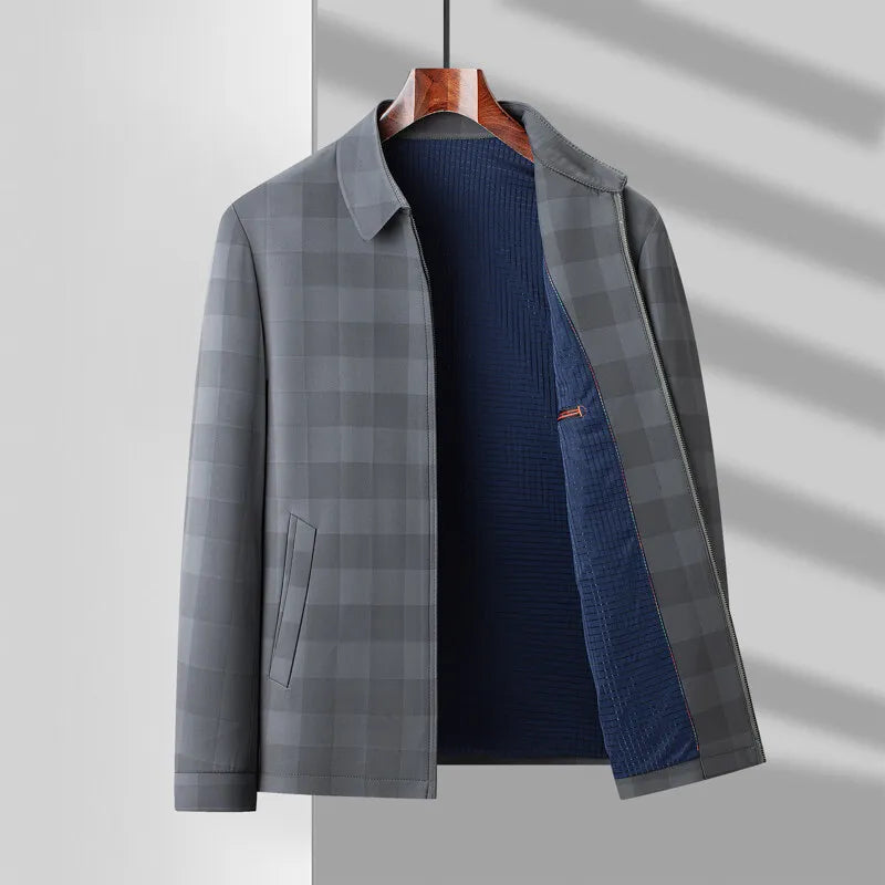 Herren Jacke – Kariert | Leicht | Atmungsaktiv | Reißverschluss | Für Frühling & Sommer