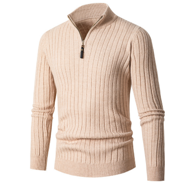 Herren Strickpullover mit halbem Reißverschluss – Bequem, warm und vielseitig