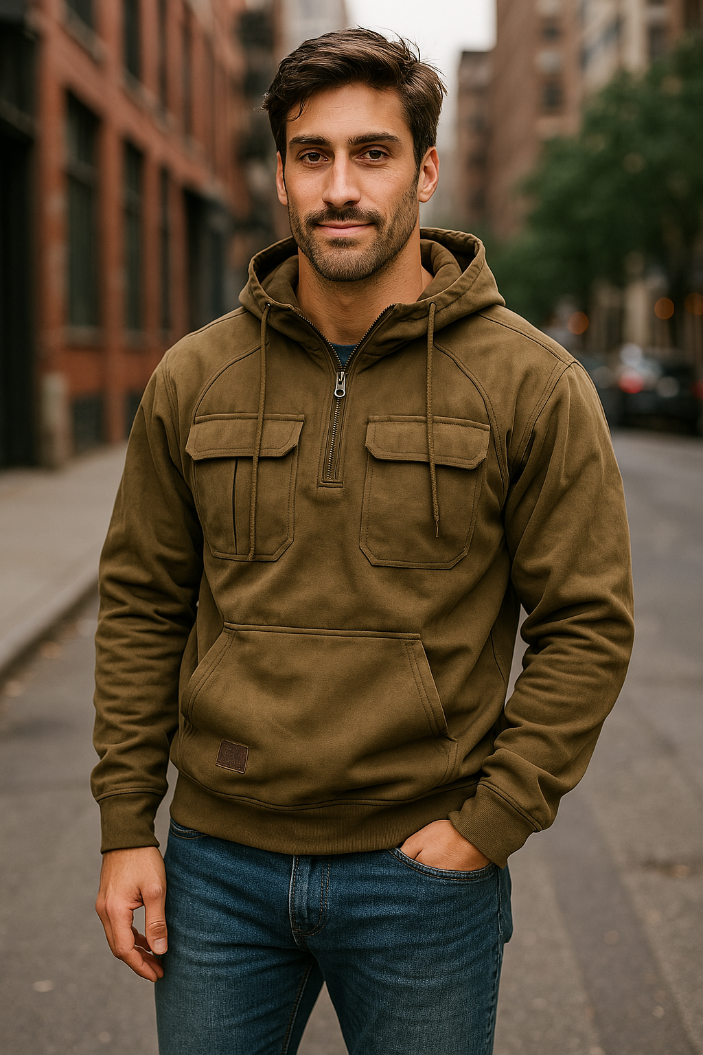 Herren Tactical Hoodie | Robustes Funktionsmaterial | Halber Reißverschluss & Outdoor-Design