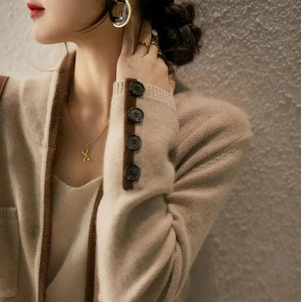 Strick-Cardigan mit kontrastierenden Details